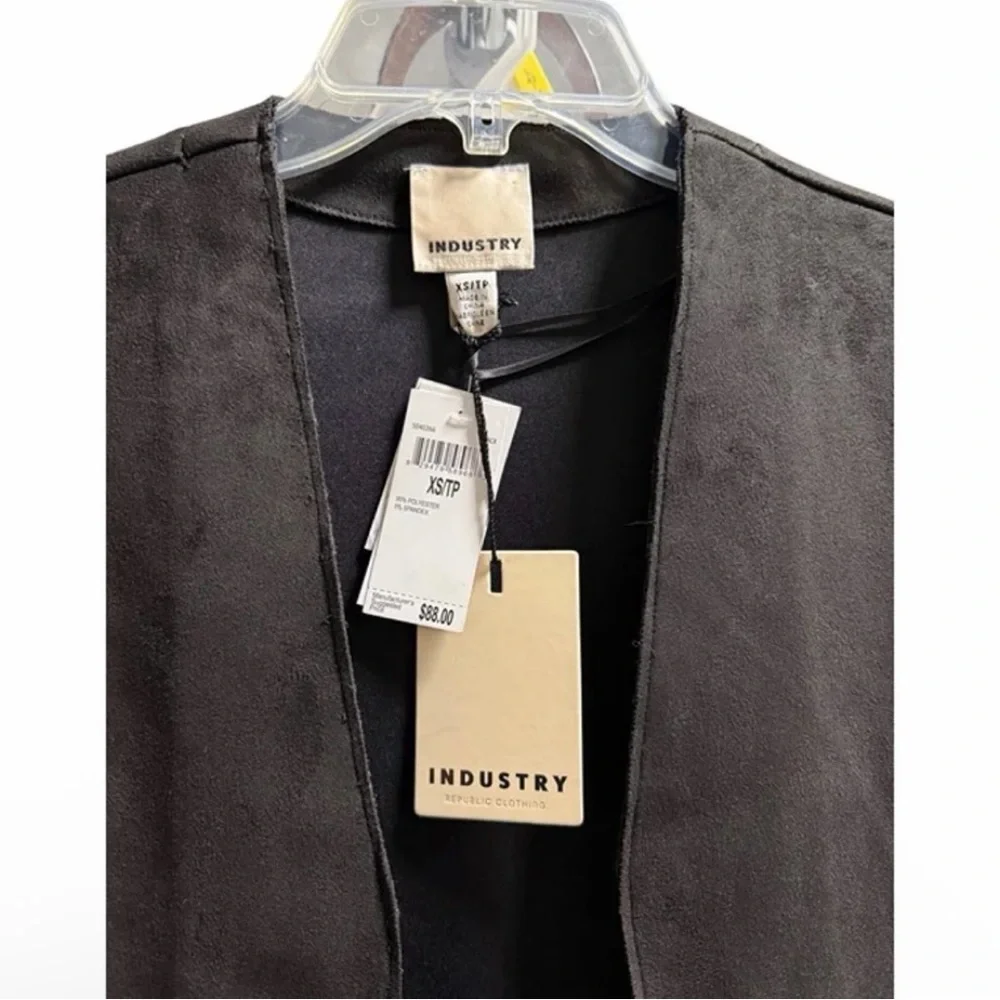 Black Blazer Industry Womens Black Faux Leather Open Front nwt - Picture 13 of 16